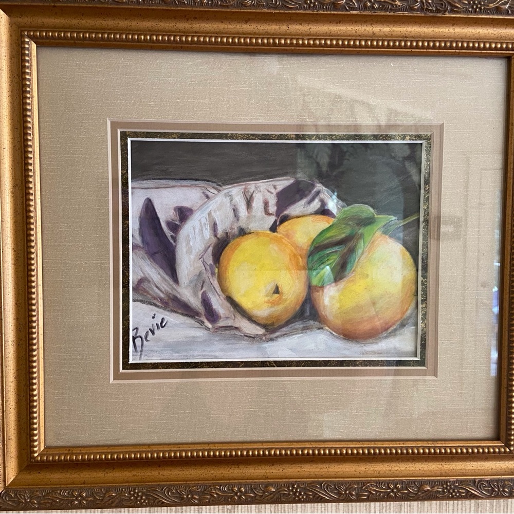 Original pencil technique art. Oranges